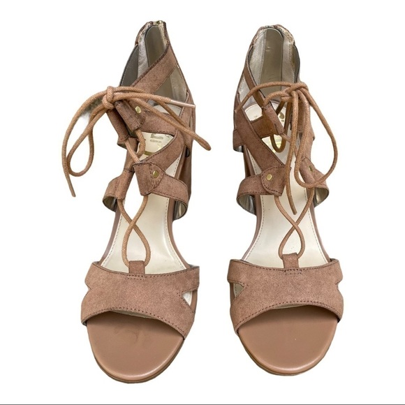 Circus by Sam Edelman Emilia Tan Back Zipper Open Toe Block Heels Size 6.5 - Picture 15 of 15